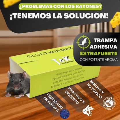 Trampas Adhesivas para Ratones y Ratas | Pegamento Extra Fuerte con Atrayente de Avellana