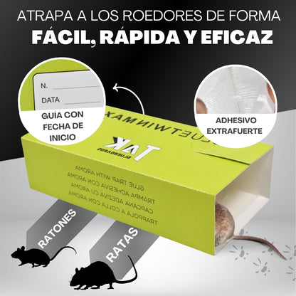 Trampas Adhesivas para Ratones y Ratas | Pegamento Extra Fuerte con Atrayente de Avellana