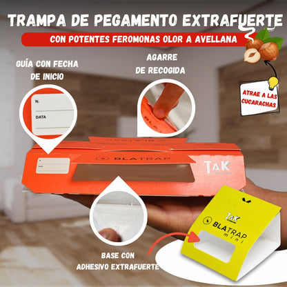 Trampas Adhesivas para Cucarachas Extra Fuertes | Atrayente Alimentario Sin Veneno ni Biocidas