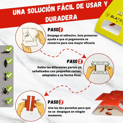 Trampas Adhesivas para Cucarachas Extra Fuertes | Atrayente Alimentario Sin Veneno ni Biocidas
