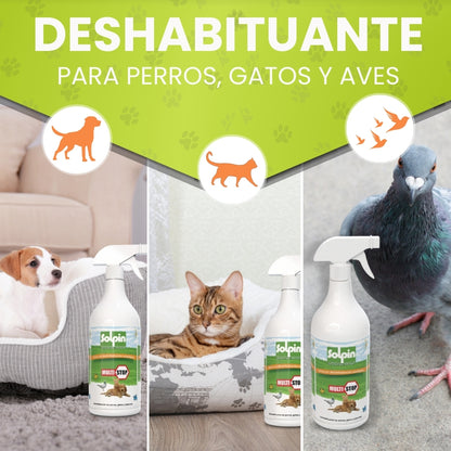 Spray Repelente Natural para Gatos, Perros y Aves 750 ml | Anti Orines para Interior y Exterior