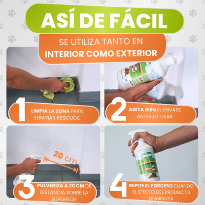 Spray Repelente Natural para Gatos, Perros y Aves 750 ml | Anti Orines para Interior y Exterior