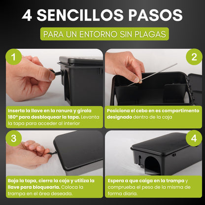 Portacebos para Ratas con Llave de Seguridad | Cajas Portacebo Resistentes para Interior y Exterior