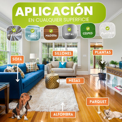 Spray Repelente Natural para Gatos, Perros y Aves 750 ml | Anti Orines para Interior y Exterior