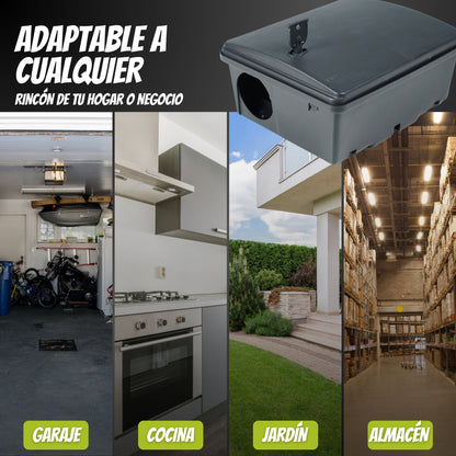 Portacebos Grandes para Ratas y Ratones con Llave de Seguridad | Pack 2 Unidades + 2 Placas Adhesivas