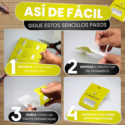 BlaTrapMini Trampas Adhesivas para Cucarachas Extra Fuertes | Atrayente Alimentario Sin Veneno ni Biocidas