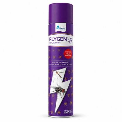 FLYGEN Voladores Aerosol Insecticida 1000 ml | Elimina Moscas, Mosquitos y Avispas | Bioplagen