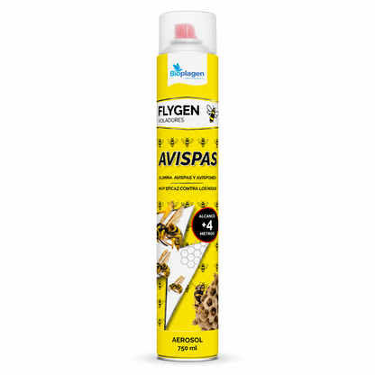 FLYGEN Avispas Aerosol 750 ml | Insecticida para Avispas y Avispones con Alcance de 4 Metros | Bioplagen