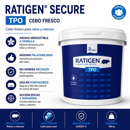 Ratigen Secure TPO 150 g Cebo Fresco para Ratas y Ratones