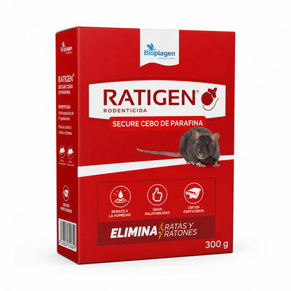 Ratigen Secure Parafina 300 g – Rodenticida en Bloques Parafinados para Ratas y Ratones