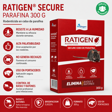 Ratigen Secure Parafina 300 g – Rodenticida en Bloques Parafinados para Ratas y Ratones
