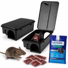 Portacebos para Ratas Pack 2 con Llave + Cebo Fresco | Trampa Profesional Interior y Exterior